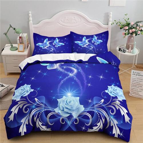 Bedding Set 3d Butterfly Printed 2/3pc Bedroom Home Textiles Decor Adults/Kids Flowers Duvet Cover With Pillowcase