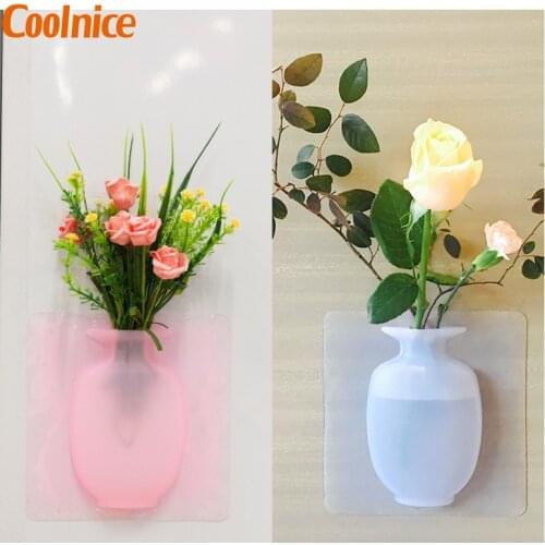 Silicone Sticky Vase Magic Flower Plant Vases Container Removable Wall Fridge Handmade Pots DIY Home Decoration Accessories
