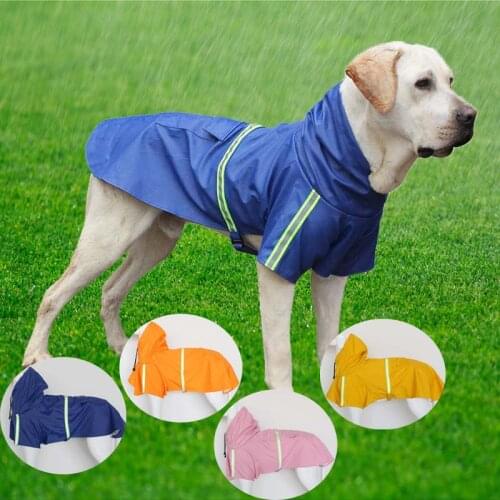 Big Dog Raincoat Reflective Waterproof Jacket PU Fashion Outdoor Rain Coat Overalls for Medium Large Dogs Pet Raining Clothes