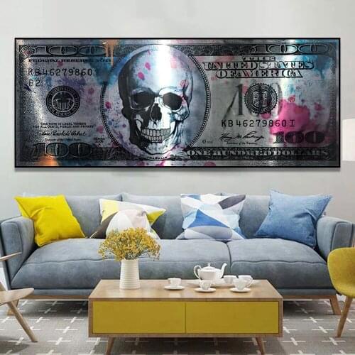 Creative Money 100 Skull Dollars Large Size 5D Diy Diamond Painting Room Decor Pictures Round Drill Diamond EmbroideryZP-4741