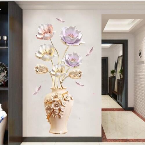 Tulips 3d mural wallpaper Stickers bedroom living room wall decoration stickers wall self-adhesive wallpaper