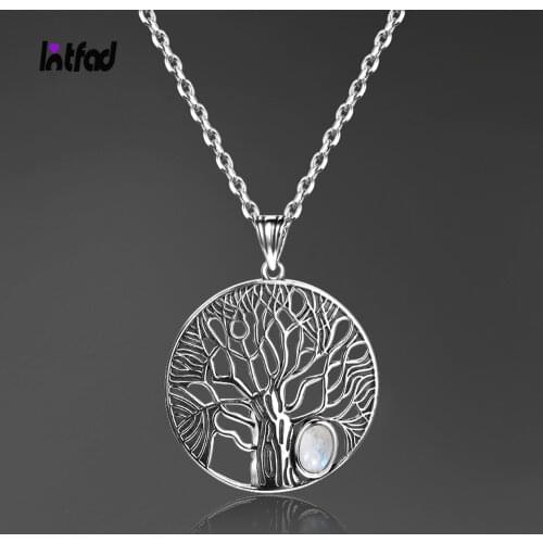 Sterling Silver 925 Necklace Natural Moonstone Pendant Necklace for Women Tree Shape Birthday Anniversary Gift Fine Jewelry