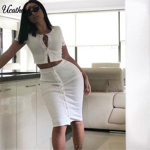 High Quality Women Knitted Dress Ucatheall Vestidos Female Bodycon Sheath V Neck Buttons Office Ladies Bodycon Dress 2020