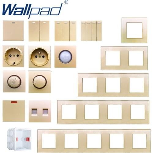 Gold Switch DIY Champagne Gold Socket Free Combination Wallpad 1 2 3 4 Gang Push Button Rocker Switch