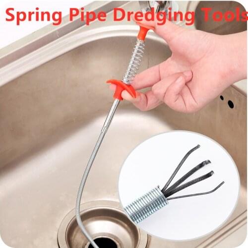 1PC 24.4 Inch/62CM Spring Pipe Dredging Tools, Drain Snake, Drain Cleaner Sticks Clog Remover Cleaning Tools For Kitchen Sink