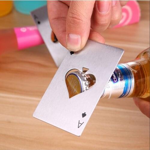 1pc Creative playing card-shaped stainless steel bottle opener Bar Beer Bottle Opener Bottle Cap Opener