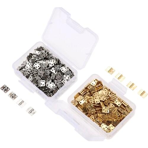 100Pcs 8*10mm Brass Jewelry Wood Boxes Cabinet Door Furniture Hinges Set Mini Decorative Hinge with Storage Box & 400Pcs Screws