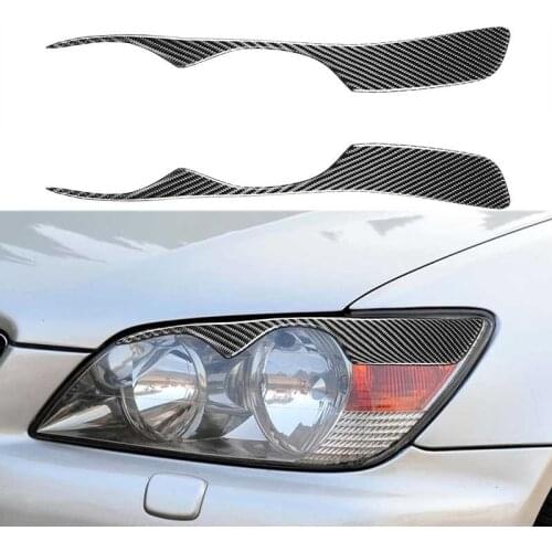 2Pcs Real Carbon Fiber Front Headlight Eyebrow Eyelids Cover Stickers Mouldings For Lexus IS300 IS200 RS200 ALTezza 1998-2005