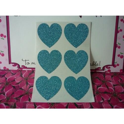 3.8cm Glitter Turquoise Heart Stickers