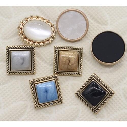 5Pcs/lot 20-25mm Variety of metal buttons wind pearl square round French dress coat woolen coat sweater decorative buttons C104