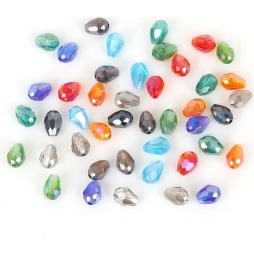 5x7mm 70pcs High Quality Crystal Water Drop Austria Faceted Loose Spacer Round Glass Beads For DIY Clothing Sewing Accessories