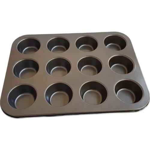 Cake Baking Cup Non-Stick Baking Pan Teflon 12 Piece Cake Mold Muffin Pan Form Oven Baking Bakeware Black