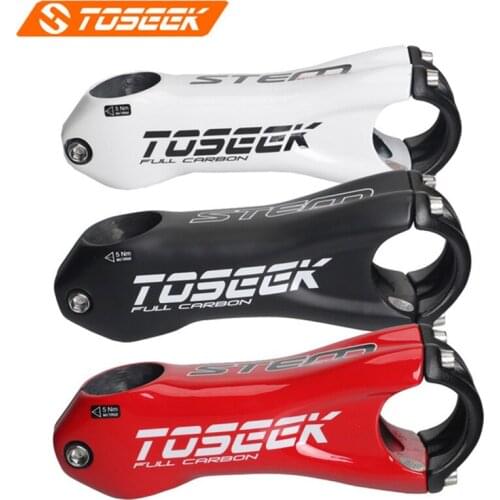 TOSEEK Carbon Bike stem Handlebar Diameter 31.8mm ±10 Degrees 80/90/100/110mm Road Bike Mountain Bicycle Parts 3 colors