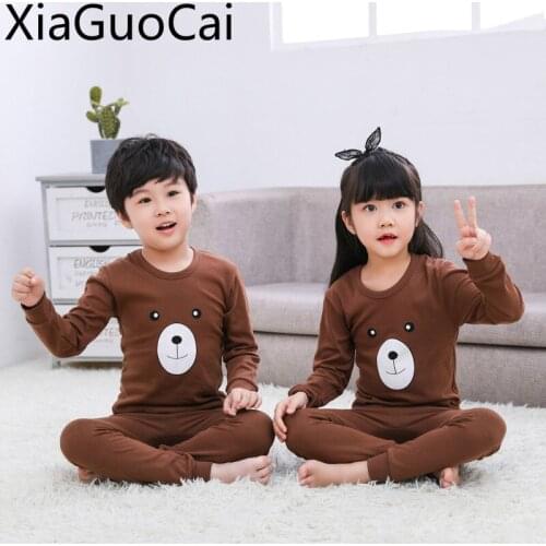 Childrens Winter Pajama Sets Cotton Bottoming Sleepwear & Robe Sets Boys and Girls Bottoming Pajamas Childrens Clothes
