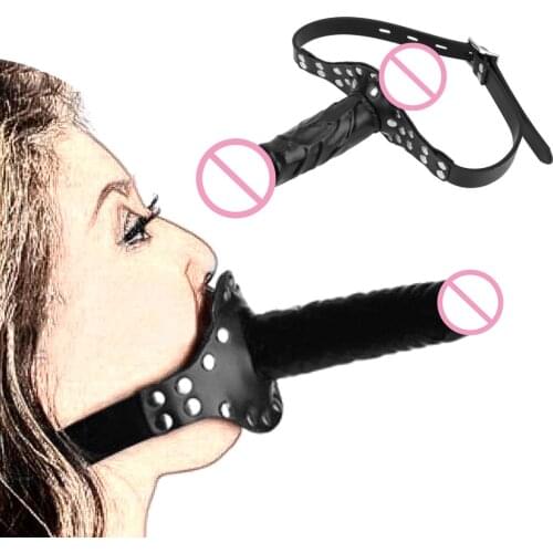 Double-Ended Dildo Gag Open Mouth Head Strapon BDSM Bondage Slave Restraint Mouth Plug Sex Toys for Women Hen Night Accessory