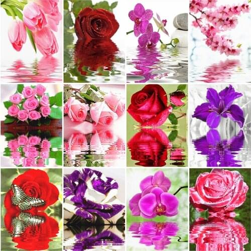 Evershine Full Square Round Diamond Embroidery Flower 5D Diamond Painting Rose Cross Stitch Pictures Of Rhinestones Home Decor