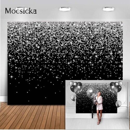 Sliver Glitter Birthday Backdrop for Photography Adult Women Sweet 16 Girls Background for Photocall Studio Shiny Bokeh Props