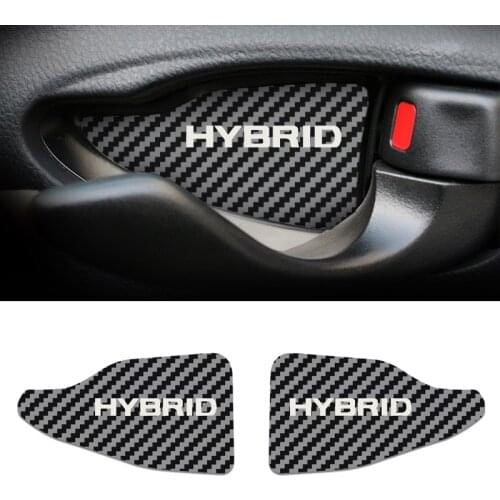 For Toyota Hybrid carbon fiber stainless steel car interior door handle ornament sticker Accessories Car Styling