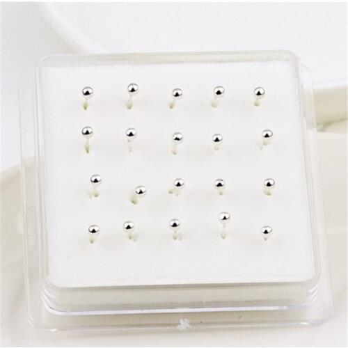 20PCS/Box 2MM/3MM/4MM Simple Fashion Round Ball Nose Nail Nose Ring Nose Decoration Fashion Piercing Jewelry