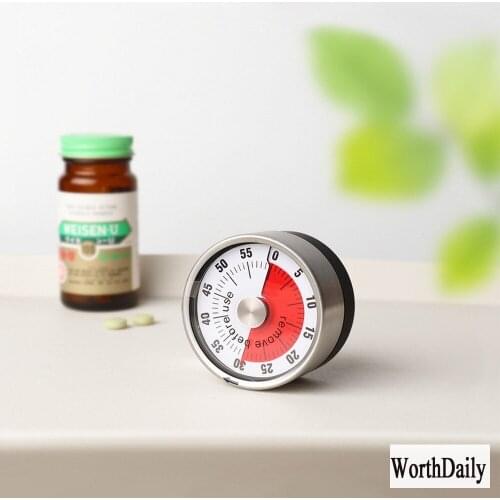 Kitchen Timer Cooking Time Reminder Small Alarm Clock Stainless Steel Timer Mechanical Countdown Timer with Magnet