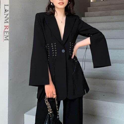 LANMREM Chic Elegant Female Blazer Women Casual Womens Jacket For Summer 2021 Autumn New Arrive One-button 2K2336