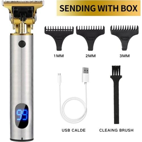 Rechargeable Electric Hair Clipper T9 0mm Baldheaded Cordless Men Shaver Hair Beard Trimmer Cutting Machine LCD Display