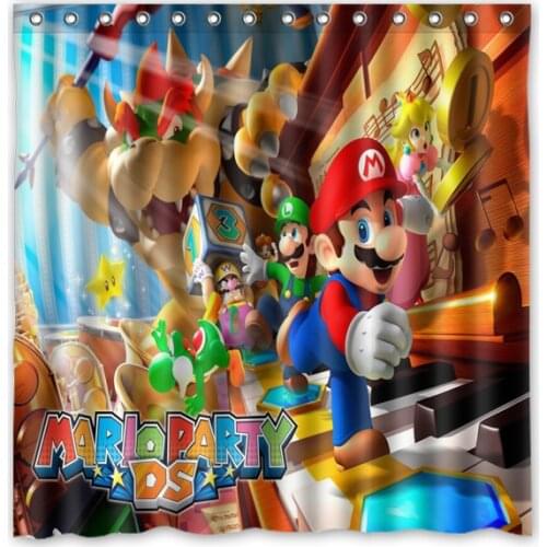 Novelty Item!Hot Anime_Super Mario Background Printed Waterproof Polyester Shower&Bath Curtain( 180X180CM)