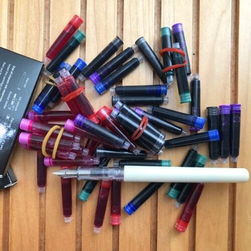 Wholesale 60pcs Disposable color pen refill Fountain Pen Ink Cartridge Refills Length Fountain Pen Ink Cartridge Refills