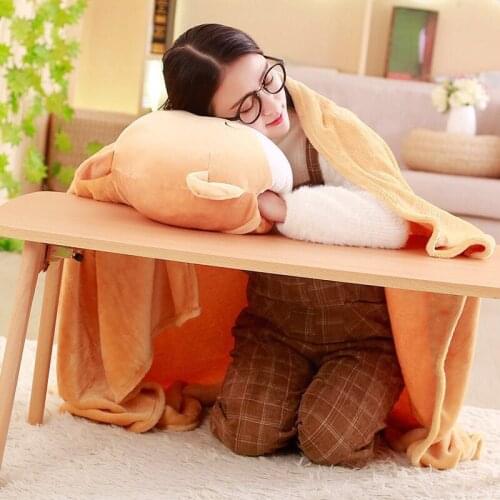Plush Cute Fat Shiba Inu DogHand Warmer With Blanket Animal Cartoon Pillow practical christmas Gifts for Kids Children high Qua