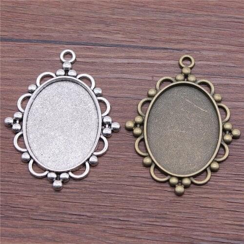 Fit 30x40mm 18x25mm Antique Bronze Antique Silver Color Oval Grape Cameo Cabochon Pendant Base Setting