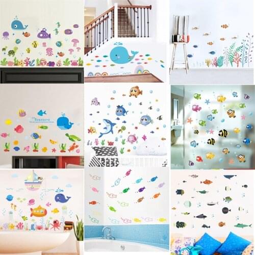 Underwater Fish Bubble Wall Stickers Decals Home Kitchen Bathroom Decoration Scenery Mural Art Poster Decals