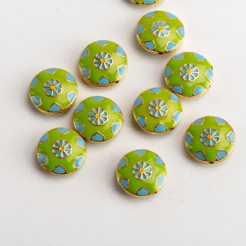 Colorful Flower Button Gold panted Alloy Charms Jewelry Findings & Components For Jewelry Making #JY311