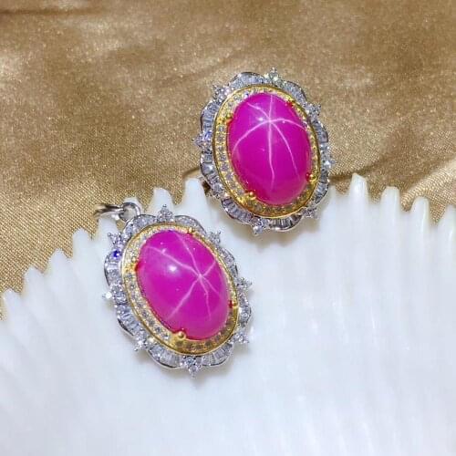 The best gift for Anniversary Ruby Jewelry set Natural And Real Ruby Set 925 sterling silver Fine jewelry 1pc ring,1pc Pendant
