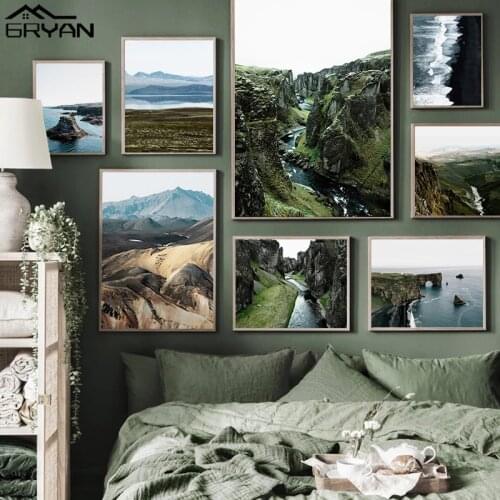 Nordic Landscape Canvas Prints & Posters Forest Valley River Ocean Mountain Picture Bedroom Living Room Painting Wall Art Decor