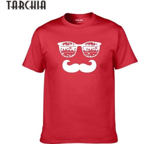 TARCHIA 2021 Tees Tops Homme Print Tops Cotton Short Sleeve New Summer T Shirt Casual Slim Men Plus Size Sunglasses With Reflect