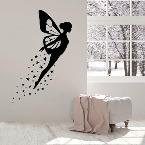 Butterfly Elf Wall Decal Magic Wings Fairy Tales Door Window Vinyl Sticker Child Bedroom Baby Girls Room Nursery Home Decor E867