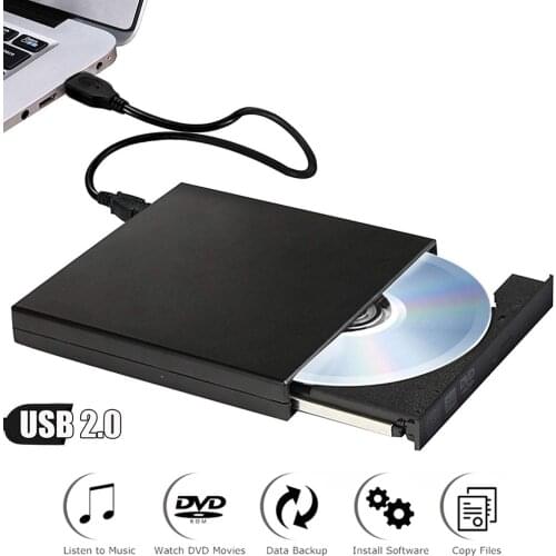External DVD Burner for HP Acer Lenovo Ultrabook USB 2.0 Slim Portable Optical Drive Dual Layer 8X DVD RW 24X CD Writer Black