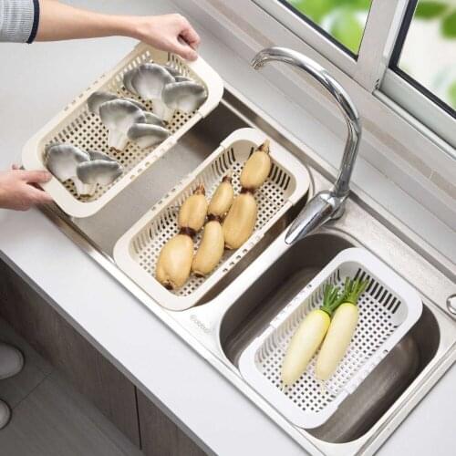 Tensible Sink Rack Drain Basket Dish Drying Rack Vegetables Fruit Storage Basket Drainer Dish Rack Over Sink Kitchen Organizer