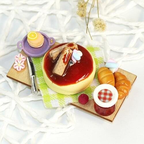 1/12 Miniature Doll House Mini Cheesecake Bread Combination Model Accessory Gift Mini Cheesecake Bread