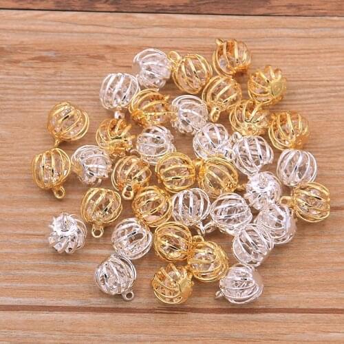 10Pcs 11*14MM 2 Color Antern Spring Spiral Bead Cages Pendants Charm For Women Men DIY Necklace Bracelet Making Accessorie