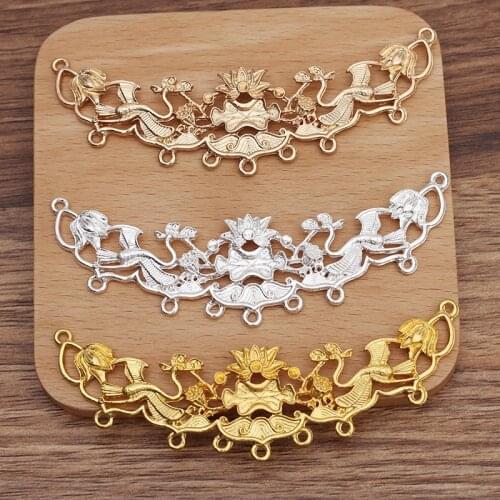 10 Pieces/Lot 95*26.5mm Metal Pendant Connector Filigree Tiaras Hair Accessories Ornaments Hair Jewelry