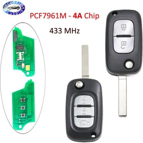 2 Button 3 Button Remote Key Fob 434MHz PCF7961M 4A Chip for Renault Symbol Megane 3 Captur Kadjar 2013-2017
