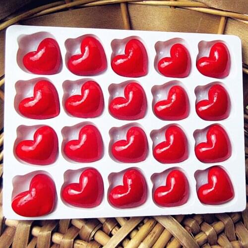 20pcs new hand made lovely red Murano glass heart-shaped figurine Romantic wedding party decoration ornaments accessories gifts