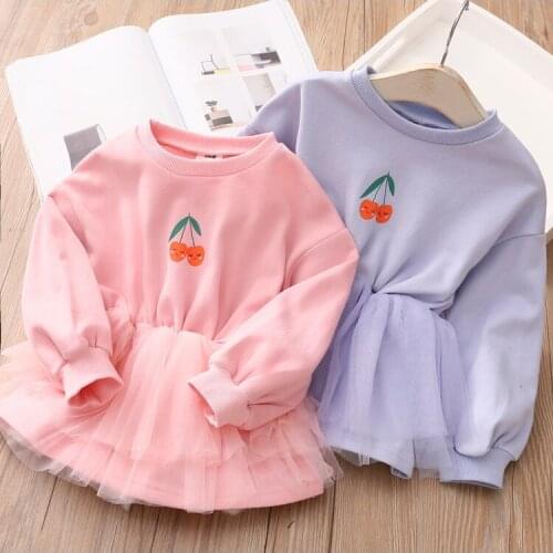 2021 Patchwork Meshw Sweatshirts Baby Girls Hoodies Toddler Kids Sweatshirts Childrens O Neck Long Sleeves Hoodies Clothes DE81