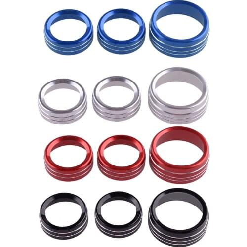 3Pcs AC CD Volume Switch Button Ring Knob Trim Blue/Black/Red/Silver fit for Dodge Durango Ram Challenger Charger Chrysler 300