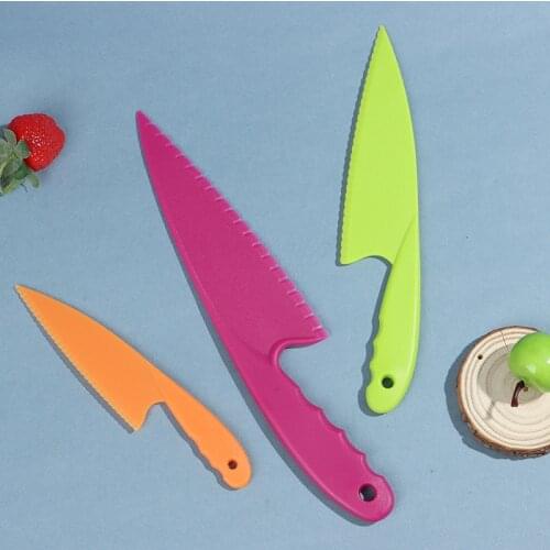 3pcs/set Cake Kitchen Knife Set Kids Cooking Serving Knives Plastic Cake Lettuce Salad Fruit Bread Knife Kitchen Knives