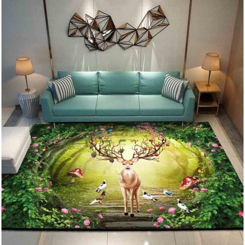 3D elk rugs living room carpet sofa bedroom large rugs deer kids room Kids Room Decorative Play Mat Area Rug Blue Gold Carpets