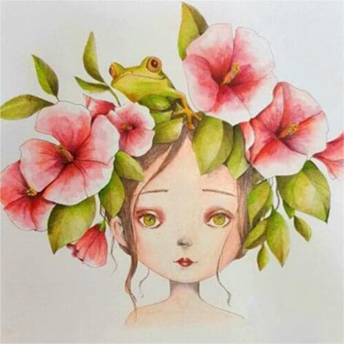 5D DIY Full Round/Square Diamond Painting"Cartoon Girl & Flowers"Cross Stitch 3D Embroidery Rhinestone Mosaic Home Decor Y562