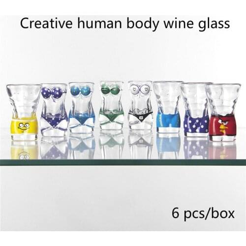 6pcs/Box 30ml Mini Human Glass 8 Styles Shot Glass Hand-Painted Art Wine Glass Men Women Spirits Bar Creative Vodka Drinkware