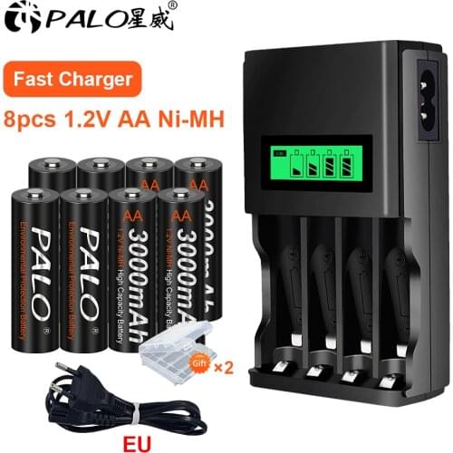 PALO AA Battery 1.2V AA Ni-Mh Rechargeable Battery for Temperature gun remote control mouse toy AA Ni-Mh batteries